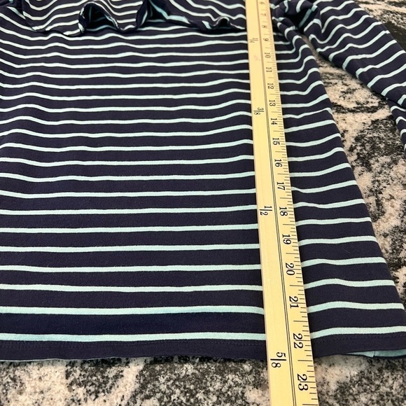 Anthropologie  Leifnotes navy and aqua 3/4 length sleeves top with ruffle - Picture 11 of 12